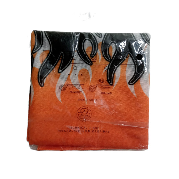 Orange Black Bandana Flames Face Mask Neck Gaiter Do Rag Halloween Costume - Picture 9 of 12